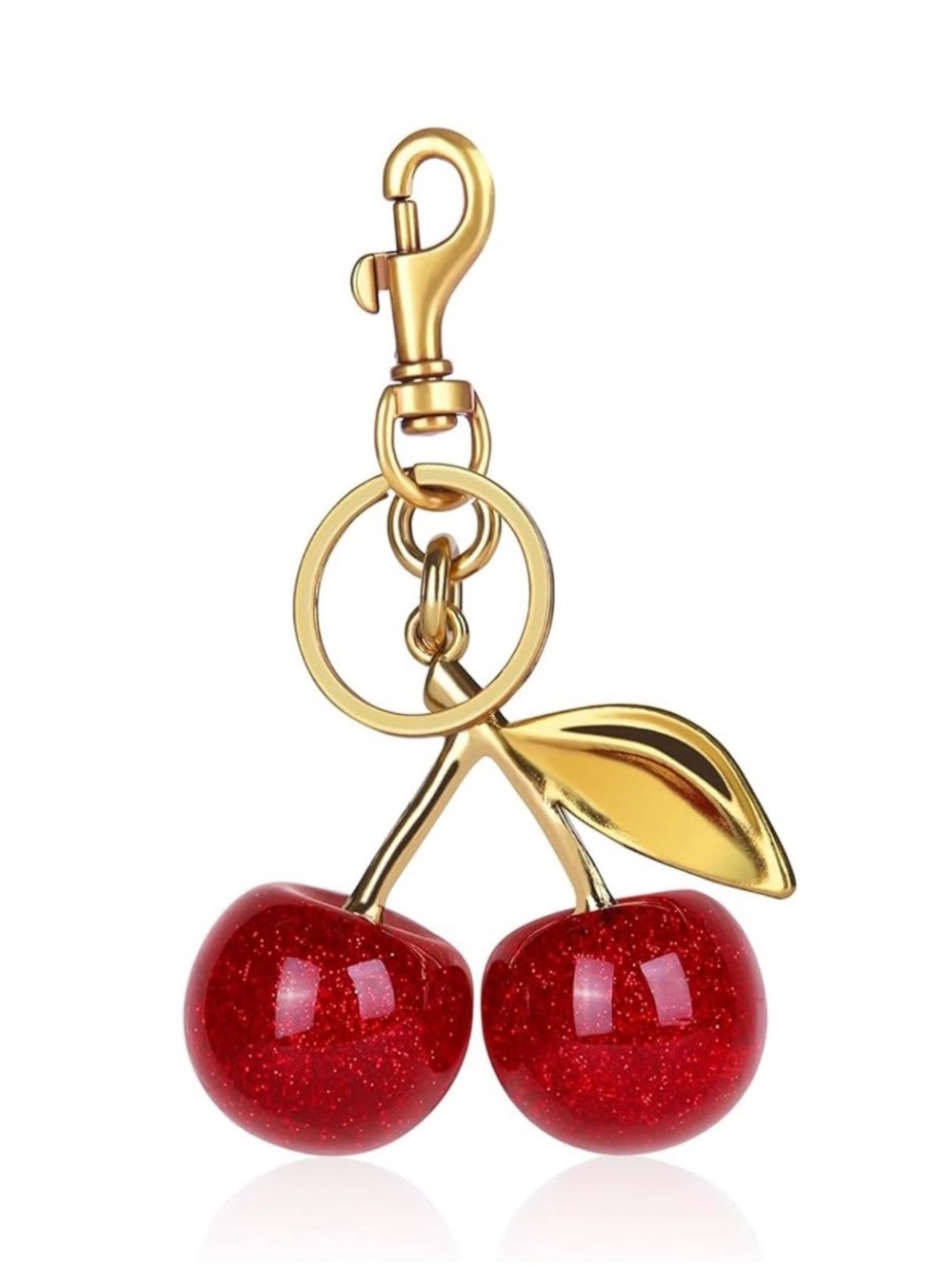Red Glitter Cherries Bag Charm Keychain